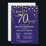 Navy Blue and Gold 70th Birthday Diamond Invitation<br><div class="desc">70th Birthday Invitation with Navy Blue and Gold Glitter Diamond Background. Gold Confetti. Adult Birthday. Male Men or Women Birthday. For further customisation,  please click the "Customise it" button and use our design tool to modify this template.</div>