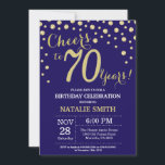Navy Blue and Gold 70th Birthday Diamond Invitation<br><div class="desc">70th Birthday Invitation with Navy Blue and Gold Glitter Diamond Background. Gold Confetti. Adult Birthday. Male Men or Women Birthday. For further customisation,  please click the "Customise it" button and use our design tool to modify this template.</div>