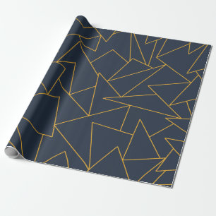 Navy blue and gold abstract pattern wrapping paper