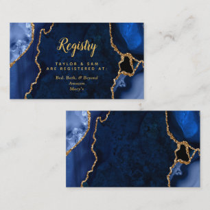 Navy Blue and Gold Agate Wedding Registry Enclosure Card