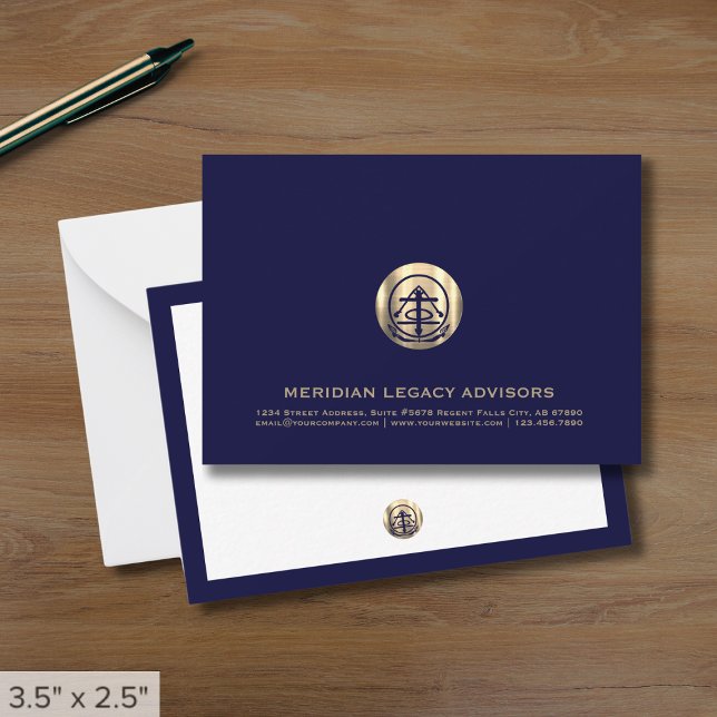 Navy Blue and Gold Business Note Card (Creator Uploaded)