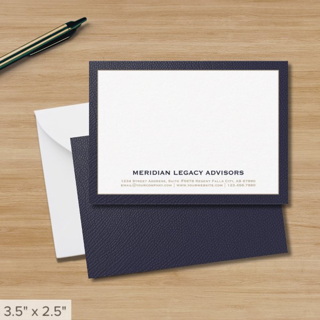 Navy Blue and Gold Business Note Card (Creator Uploaded)
