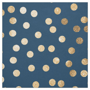 Navy Blue and Gold City Dots Fabric
