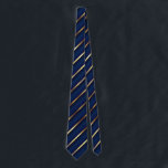 Navy Blue and Gold Diagonal Stripes Tie<br><div class="desc">Men's Tie - Two side print. Featuring a diagonal stripe pattern in a navy blue and gold design. A great gift for any occasion. ⭐99% of my designs in my store are done in layers. This makes it easy for you to resize and move the graphics and text around so...</div>