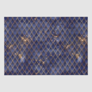 Navy Blue and Gold Dragon Scales Tissue Paper