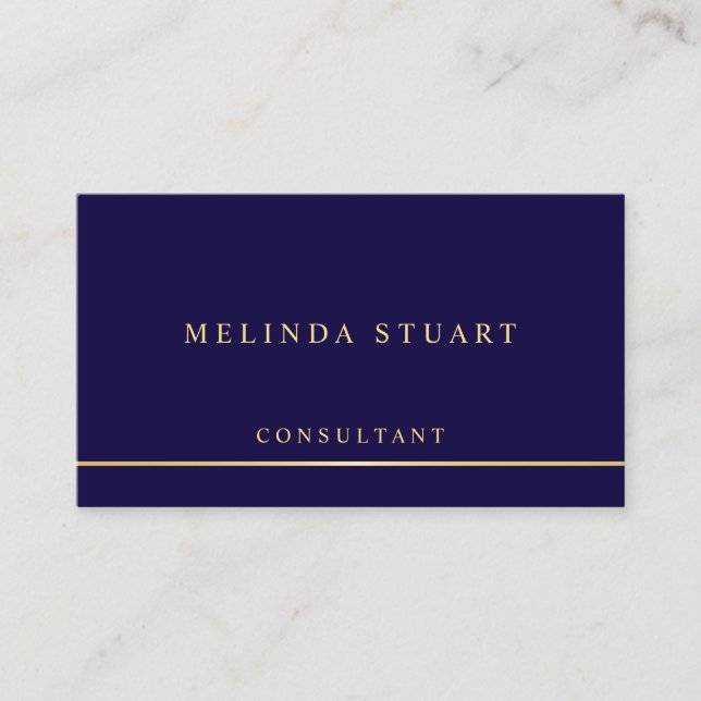 Navy Blue and Gold Elegant Business Card (Front)