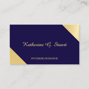 Navy Blue and Gold Elegant Geometric Business Card
