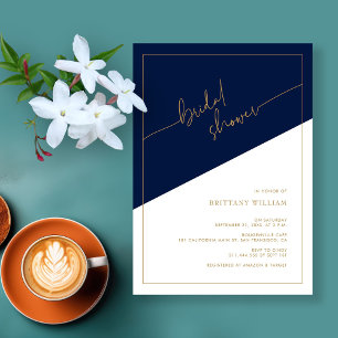 Navy Blue and Gold Geometric Bridal Shower Invitation