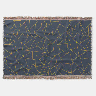 Navy blue and gold geometric throw blanket