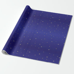 Navy Blue and Gold Glitter Stars  Christmas Wrapping Paper