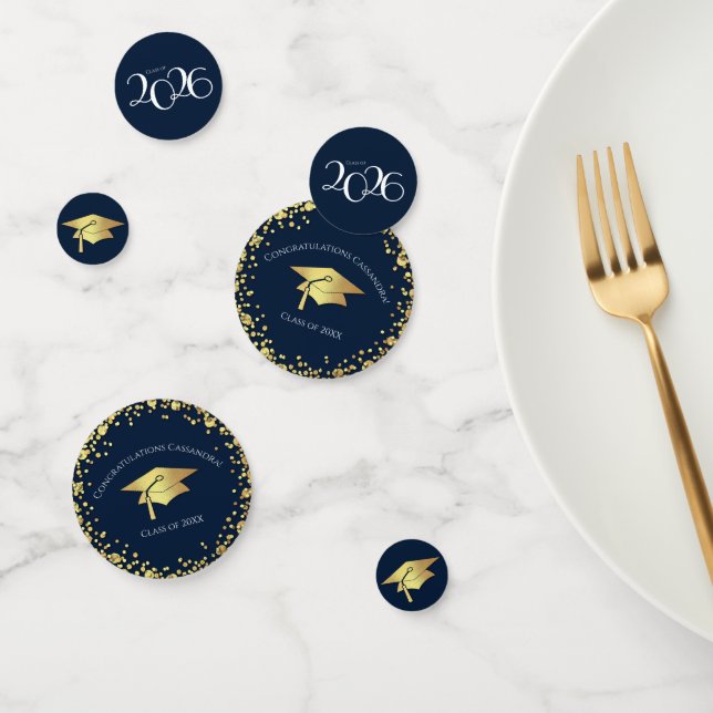 Navy Blue and Gold Graduation Confetti (Group)