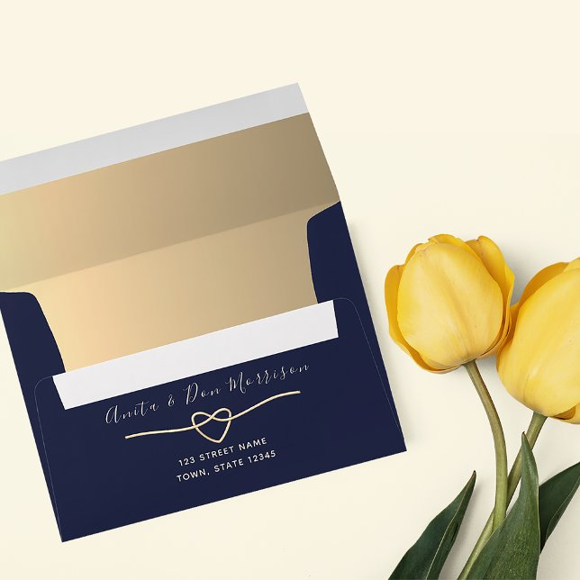 Navy Blue and Gold Heart Wedding Envelope (Creator Uploaded)