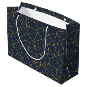 Navy blue and gold large gift bag