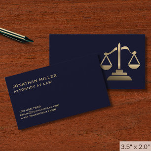 Navy Blue and Gold Lawyer Business Card