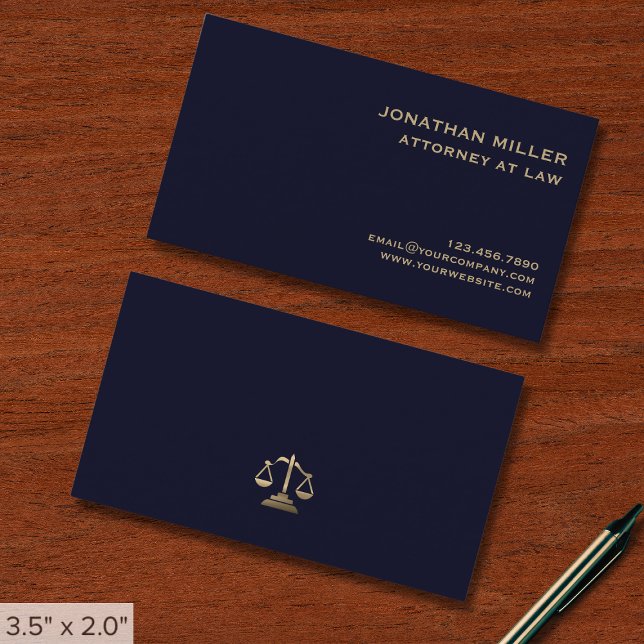 Navy Blue and Gold Lawyer Business Card (Creator Uploaded)