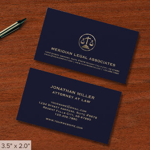 Navy Blue and Gold Legal Business Card