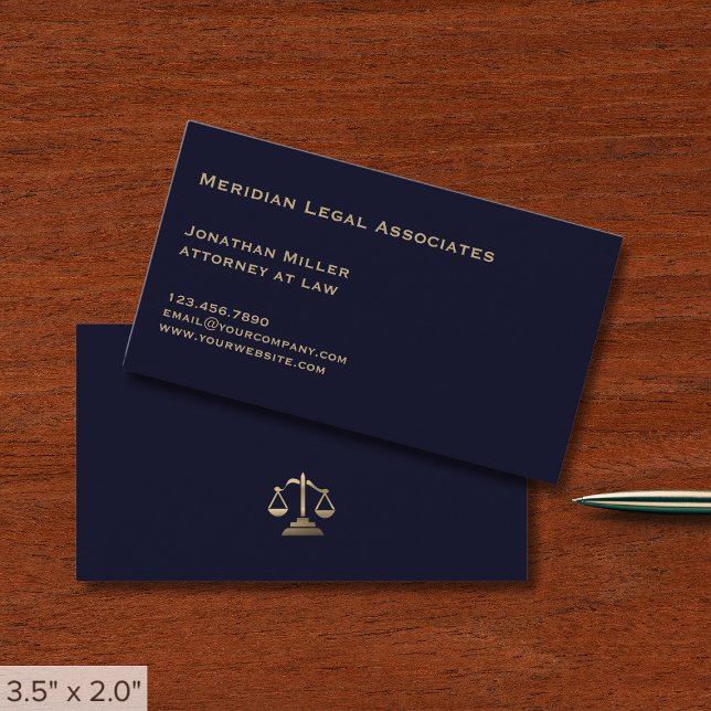 Navy Blue and Gold Legal Business Card (Creator Uploaded)