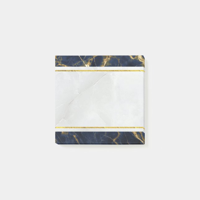 Navy Blue and Gold Marble Modern Stylish Post-it Notes (Front)