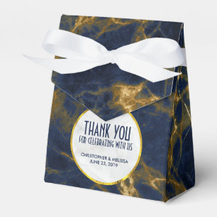 Navy Blue and Gold Marble Modern Stylish Wedding Favour Box