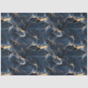 Navy Blue and Gold Marble Pattern Decoupage Tissue Paper