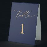 Navy Blue and Gold Minimalist Wedding Table Number<br><div class="desc">Beautiful navy blue,  elegant,  modern and minimalist,  table number card. Fully customisable. **PLEASE NOTE: To order,  simply adjust your table number and add each number to your cart separately. Then check out once you are finished.</div>