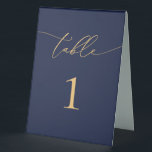Navy Blue and Gold Minimalist Wedding Table Number<br><div class="desc">Beautiful navy blue,  elegant,  modern and minimalist,  table number card. Fully customisable. **PLEASE NOTE: To order,  simply adjust your table number and add each number to your cart separately. Then check out once you are finished.</div>