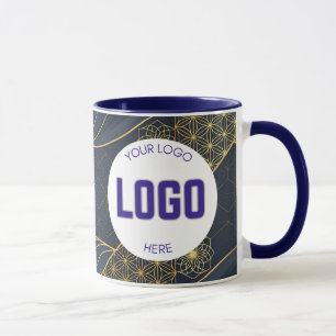 Navy Blue and Gold Modern Boho Custom Logo Mug