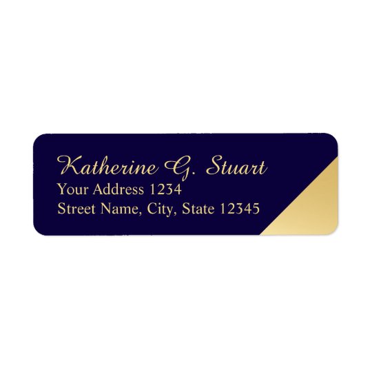 Navy Blue and Gold Modern Elegant Return Address Label