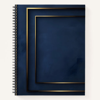 NAVY BLUE AND GOLD MODERN PLAID PATTERN NOTEBOOK