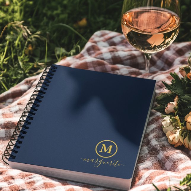 Navy Blue and Gold Monogram Notebook (Creator Uploaded)