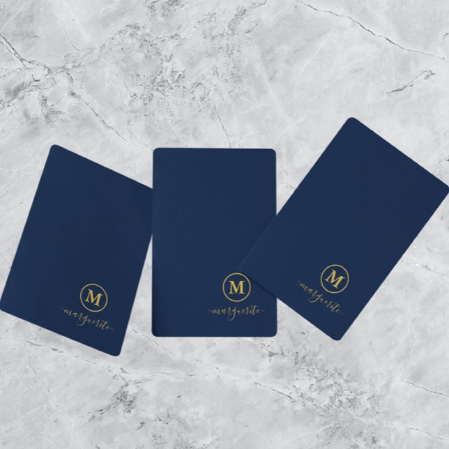 Navy Blue and Gold Monogram Playing Cards (Creator Uploaded)