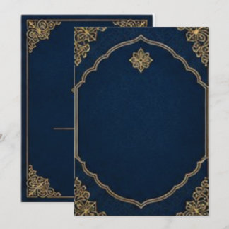 Navy Blue and Gold Moroccan Arch Invitation