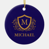 Navy Blue and Gold Personalised Monogram Name