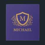 Navy Blue and Gold Personalised Monogram Name Notepad<br><div class="desc">Navy Blue and Gold Personalised Stylish Monogram Name. For further customisation,  please click the "Customise it" button and use our design tool to modify this template.</div>