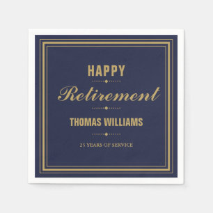 Navy Blue And Gold Retirement Party Napkin