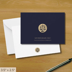 Navy Blue and Gold Scales of Justice Card