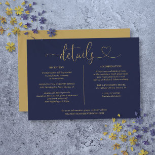 Navy Blue And Gold Script Details Information Card