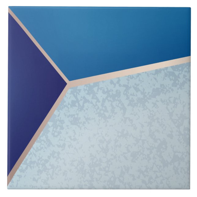 Navy Blue and Gold Shine Colour Block Ceramic Tile (Front)