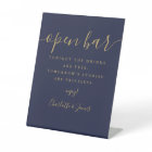 Navy Blue And Gold Signature Script Open Bar