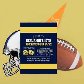 Navy Blue and Gold Team Birthday Invitation