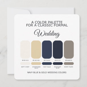 Navy Blue and Gold Wedding Color Palette Card