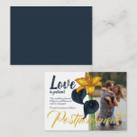 Navy Blue and Gold Wedding Postponement Advice Card<br><div class="desc">Send your guests these wedding postponement cards with dark blue and gold lilies. These change the date cards are beautiful with matching address labels. They are easy to personalise, and size choices are available. Tiger lily designs are beautiful as a set and will be a great keepsake long after your...</div>