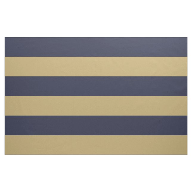 Navy Blue and Gold Wide Stripes Large Scale Fabric (Yard)