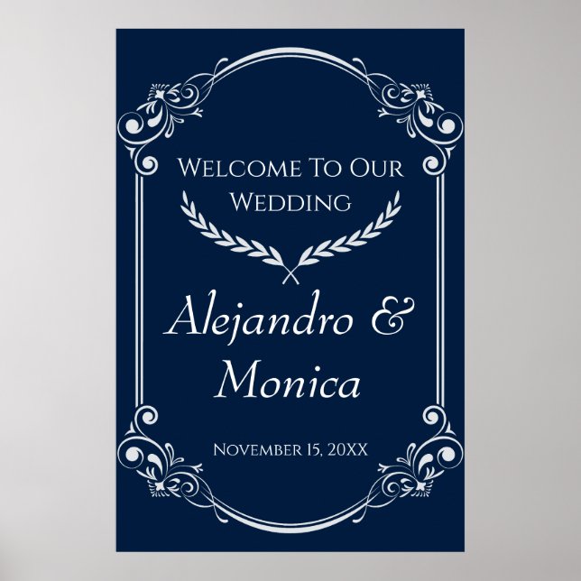 Navy Blue and Gray Modern Welcome Poster 1 of 3 (Front)