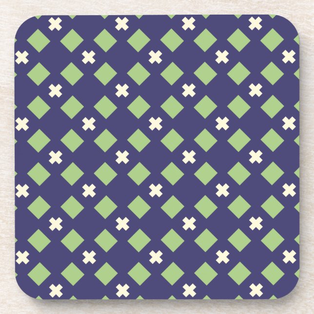 Navy Blue and Green Mosaic Coaster (Front)