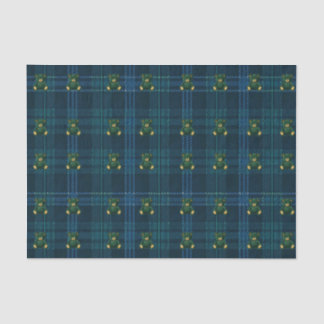 Navy Blue and Green Teddy Tartan Tissue Paper