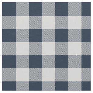 Navy Blue and Grey Buffalo Chequered Plaid Fabric