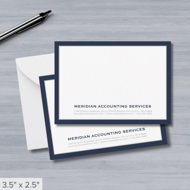 Navy Blue and Grey Business Note Card (Creator Uploaded)