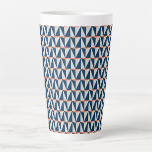 Navy Blue and Grey Geometric Latte Mug