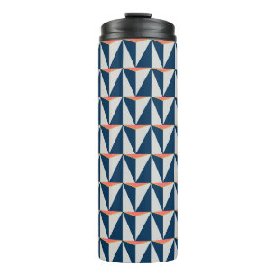 Navy Blue and Grey Geometric Thermal Tumbler